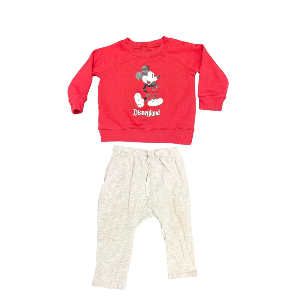 Disneycore H&M Mickey Mouse Sweatshirt and Pants Set 18M Red Gray Disneyland set
